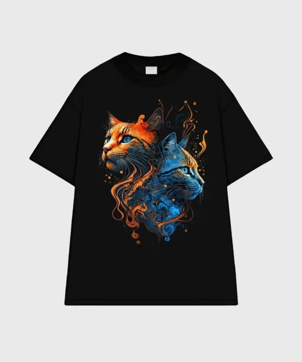 Mẫu Áo Thun Cotton Unisex In Mèo Chất Liệu Thoáng Mát
